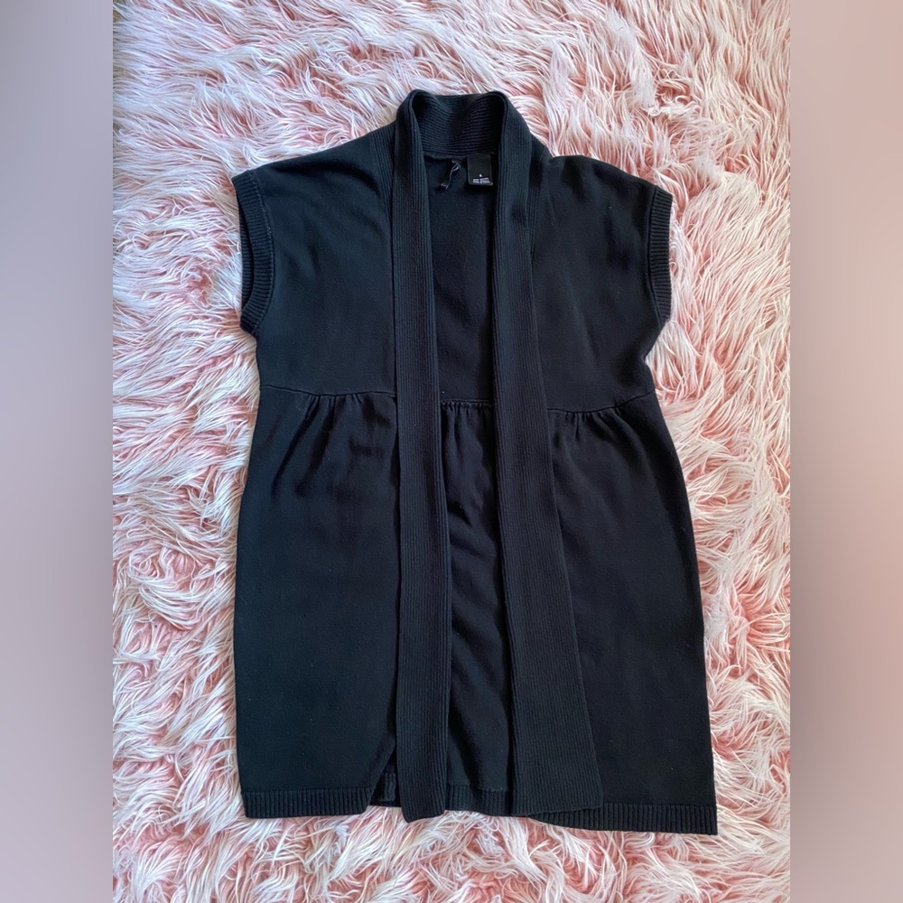 New Directions Sleeveless Peplum Open Cardigan